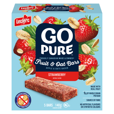 Leclerc Go Pure Fruit & Oat Bars Strawberry  140 g, $3.42/100g