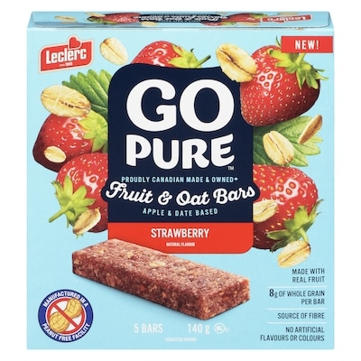 Leclerc Go Pure Fruit & Oat Bars Strawberry  140 g, $3.42/100g