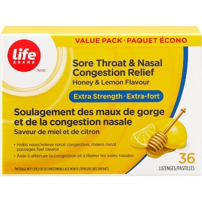 Life Soulagement des maux de gorge et de la congestion nasale, paquet écono extra-fort 36 ea, 0,21 $/1ch