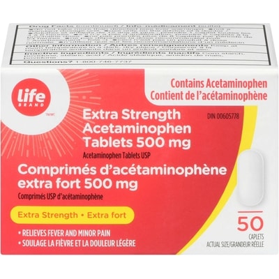 Life Brand Acetaminophen Extra Strength 500Mg 50 ea, $0.16/1ea