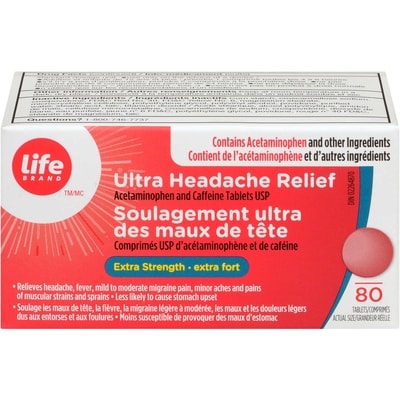 Life Brand Ultra Headache Relief Acetaminophen 80 ea, $0.18/1ea