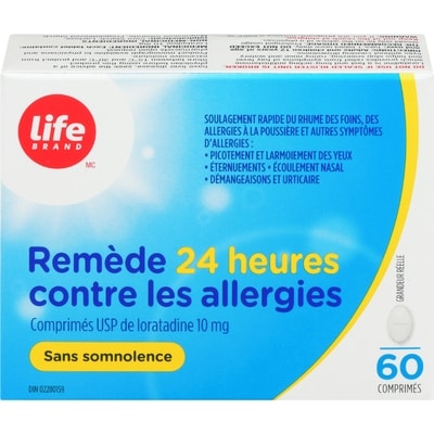 Life Remède contre les allergies, loratadine, 60 comprimés 60 ea, 0,45 $/1ch