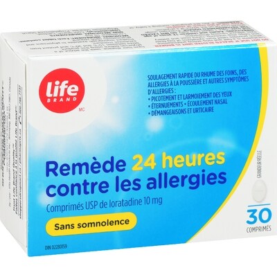 Remède contre les allergies, loratadine, 30 comprimés
