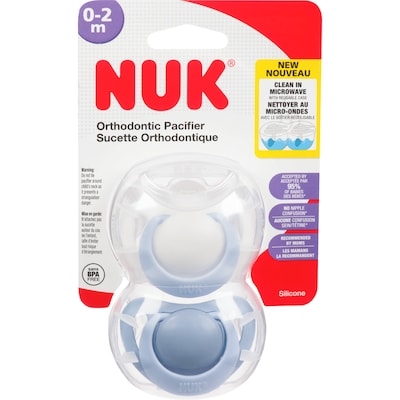 Nuk Orthodontic Pacifier Silicone 0-2 M 2 ea, $3.50/1ea