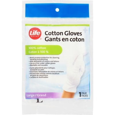 Life Gants en coton, 1 paire, grand 1 ea, 3,29 $/1ch