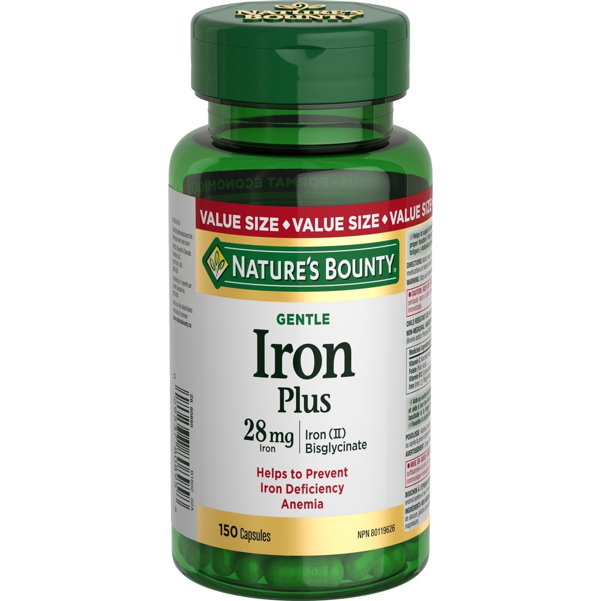 Nature's Bounty Gentle Iron 28 mg, Helps Prevent Anemia, Capsules 150 ea, $0.12/1ea