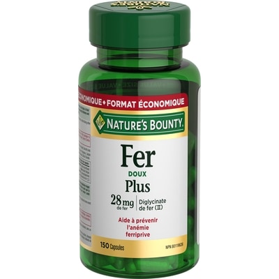Nature’s Bounty Fer doux Plus, 28 mg 150 ea, 0,10 $/1ch