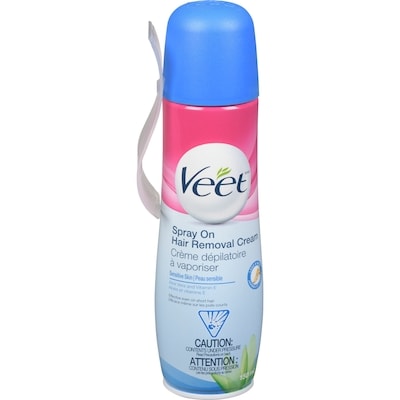 Veet Crème Dépilatoire à Vaporiser Peau Sensible Jambes et Corps  150 ml, 8,66 $/100ml