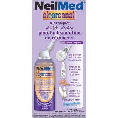 NeilMed Clearcanal kit complet pour la dissolution du cérumen 75 ml, 19,99 $/100ml