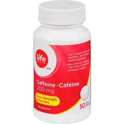 Life Comprimés de caféine, extra fort, 200 mg 50 ea, 0,22 $/1ch
