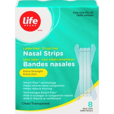Life Bandelettes nasales, extra fort, transparentes 8 ea, 0,81 $/1ch