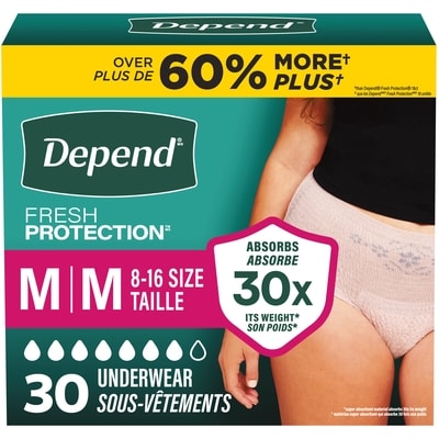 Depends Fresh Protection Adult Incontinence Underwear for Women, Disposable, Maximum, Medium, Blush, 30 Count 30 ea, $1.07/1ea
