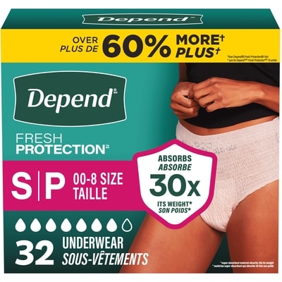 Depends Fresh Protection Adult Incontinence Underwear for Women, Disposable, Maximum, Small, Blush, 32 Count 32 ea, $1.00/1ea