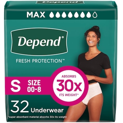 Depends Fresh Protection Adult Incontinence Underwear for Women (Formerly Fit-Flex), Disposable, Maximum, Small, Blush, 32 Count 32 ea, $1.00/1ea