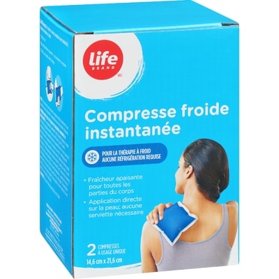 Compresse froide instantanée, 2&nbsp;compresses à usage unique