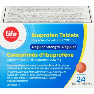 Life Brand Regular Strength Ibuprofen Tablets 200 mg 24 Tablets 24 ea, $0.21/1ea