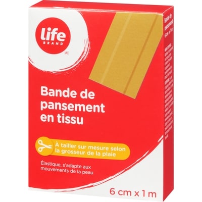 Bande pour pansement en tissu, 6 cm x 1 m, 1 par paquet