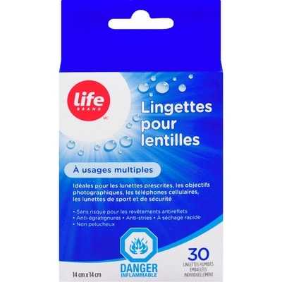 Life Lingettes Pour Verres En Sachet Individuel 30 ea, 0,11 $/1ch