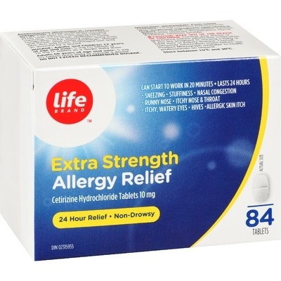 Extra Strength Allergy Relief Cetirizine Hydrochloride Tablets