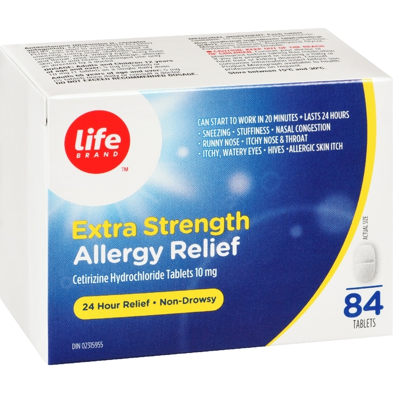 Extra Strength Allergy Relief Cetirizine Hydrochloride Tablets
