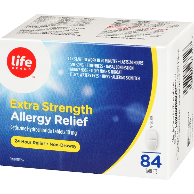 Extra Strength Allergy Relief Cetirizine Hydrochloride Tablets