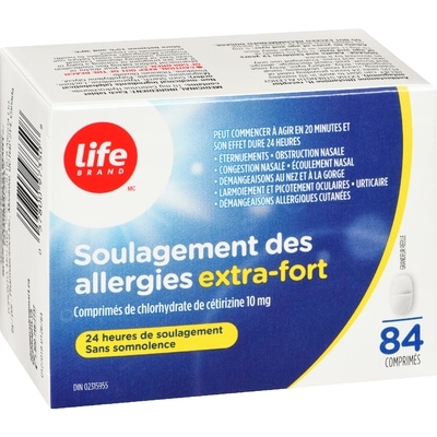 Soulagement des allergies extra-fort comprimés de chlorhydrate de cétirizine