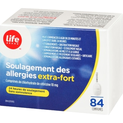 Soulagement des allergies extra-fort comprimés de chlorhydrate de cétirizine