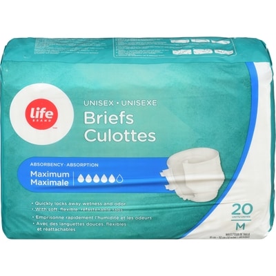Life Caleçons, absorption maximale, unisexe, M, 20 par paquet 20 ea, 0,75 $/1ch