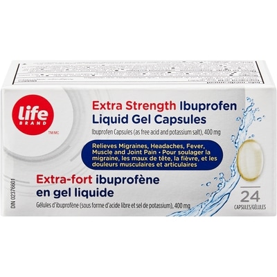 Life Brand Extra Strength Ibuprofen Liquid Gel Capsules 24 ea, $0.37/1ea