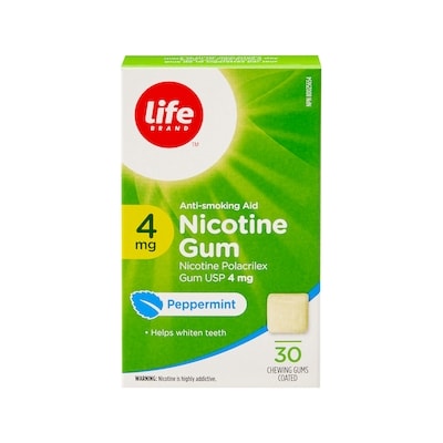 Life Brand Peppermint Nicotine Gum 4 mg 30 Chewing Gums 30 ea, $0.50/1ea
