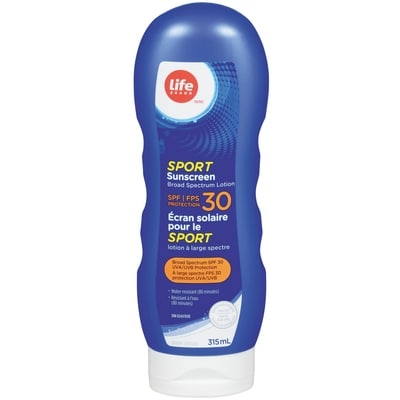 Life Brand SPF 30 Sport Sunscreen Lotion Value Size 315 ml, $3.49/100ml