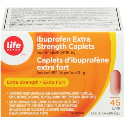 Life Ibuprofène extra fort, 400 mg 45 ea, 0,26 $/1ch