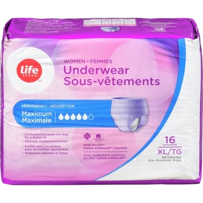 Life Brand Women'S Protective Underwear, Maximum Absorbancy,  Xl, 16 Pack 16 ea, $0.94/1ea