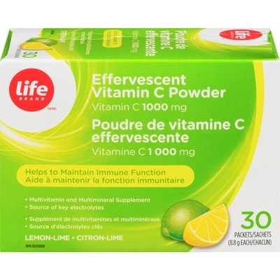 Life Poudre de vitamine C citron lime biologique 30 ea, 0,34 $/1ch
