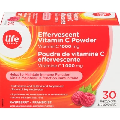 Life Brand Vitamin C Powder Organic Raspberry 30 ea, $0.43/1ea