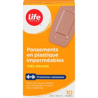 Life Pansement imperméable en plastique, très grand, 10 par paquet 10 ea, 0,65 $/1ch