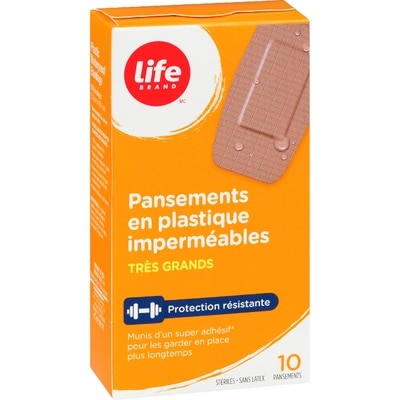 Pansement imperméable en plastique, très grand, 10 par paquet