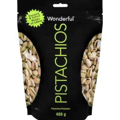 Wonderful Roasted & Salted Pistachios 400 g, $3.25/100g