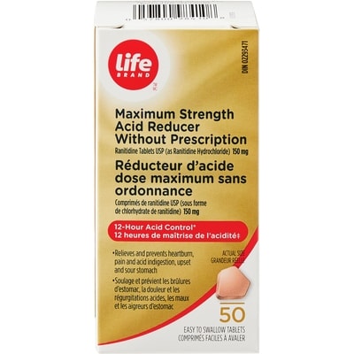 Life Brand Maximum Strength Acid Reducer Without Prescription 150 mg 50 Tablets 50 ea, $0.34/1ea