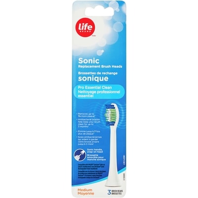 Life Brand Pro Essential Clean Sonic Replacement Brush Heads Medium, 3 Brush Heads 3 ea, $8.66/1ea