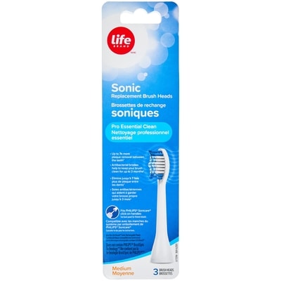 Life Brand Pro Essential Clean Sonic Replacement Brush Heads Medium, 3 Brush Heads 3 ea, $7.66/1ea
