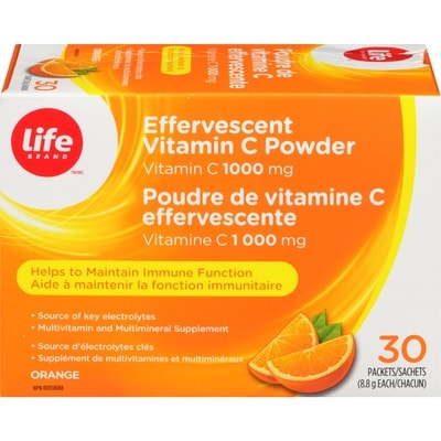 Life Brand Effervescent Vitamin C Powder 1000Mg, 30 Packets, Orange 30 ea, $0.45/1ea