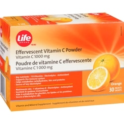 Life Brand Effervescent Vitamin C Powder 1000Mg, 30 Packets