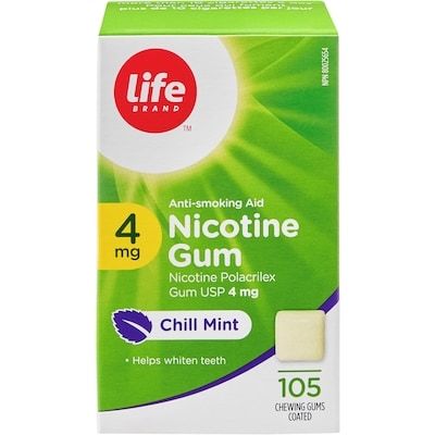 Life Brand Menthol Nicotine Gum 4 mg 105 Chewing Gums 105 ea, $0.31/1ea