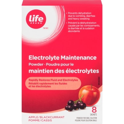 Life Brand Apple and Blackcurrant Flavour Electrolyte Maintenance Powder 1 ea, $11.49/1ea