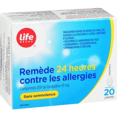 Remède contre les allergies, loratadine, 20&nbsp;comprimés
