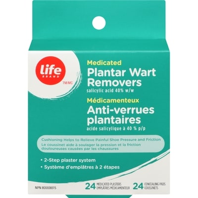 Life Brand Medicated Plantar Wart Removers Salicylic Acid 40% w/w 24 ea, $0.73/1ea