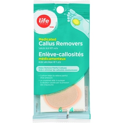 Life Enlève-callosités médicamenteux, 6 coussinets, 4 timbres médicamenteux 1 ea, 5,49 $/1ch
