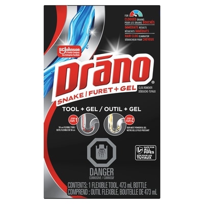 Drano Débouchoir Plus débouche-tuyaux et nettoyant de drains, inclut un outil 473 ml, 2,53 $/100ml