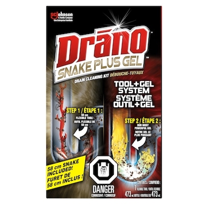 Drano Débouchoir Plus débouche-tuyaux et nettoyant de drains, inclut un outil 473 ml, 2,32 $/100ml